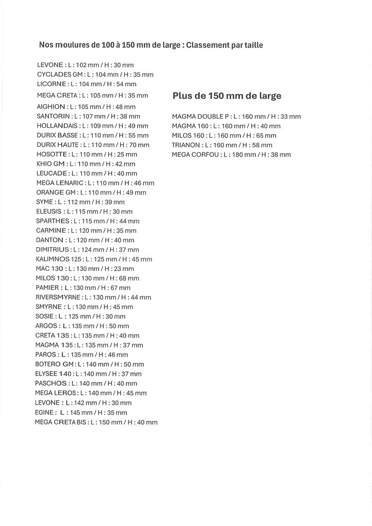 Guide pratique: Moulures de 100 à 150 mm de large , page 1