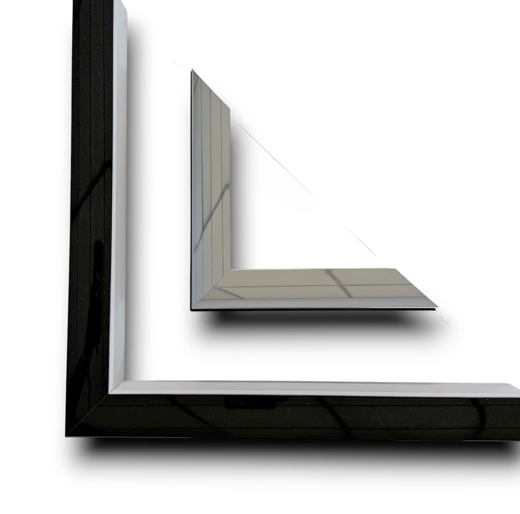  Alu Double mini gondole Noir rehausse blanche interieur argent